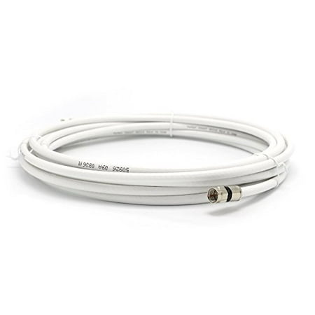10' feet White RG6 Solid Copper coax, coaxial cable with two male F-pin Male connectors