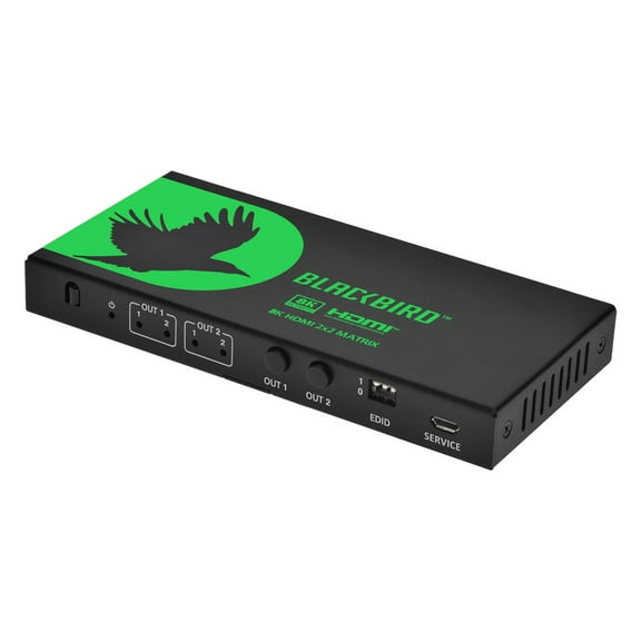 Monoprice Blackbird 2x2 HDMI Matrix With Audio Extraction, HDMI 2.1, HDCP 2.3, Connect Two 8K60 Sources to Two 8K60 Monitors and Send Content From Either Source To Either Or Both Monitors