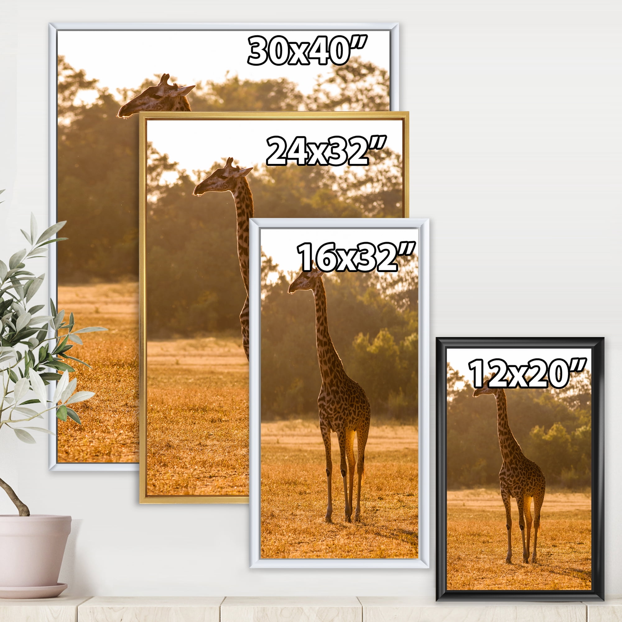Designart 'African Giraffe In The Wildlife II' Farmhouse Framed Canvas Wall Art Print