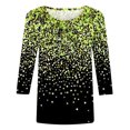 thumbnail image 5 of Sakmal 3/4 Sleeve Tops for Women Trendy Green Crew Neck Sequin Print T-Shirts Womens Shirts, 5 of 5