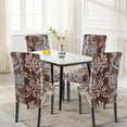 thumbnail image 2 of Dining Room Chair Covers Set of 6, Stretch Printed Parsons Chair Slipcovers Removable Washable Kitchen Chair Protector Cover for Dining Room, Hotel, Ceremony (Brown+Flower), 2 of 6