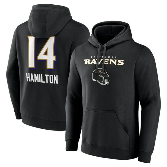 Men's Kyle Hamilton Black Baltimore Ravens Team Wordmark Player Name & Number Pullover Hoodie