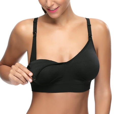 

Wingslove Women s Nursing Wirefree Full-figure Leisure Bra Black-XL