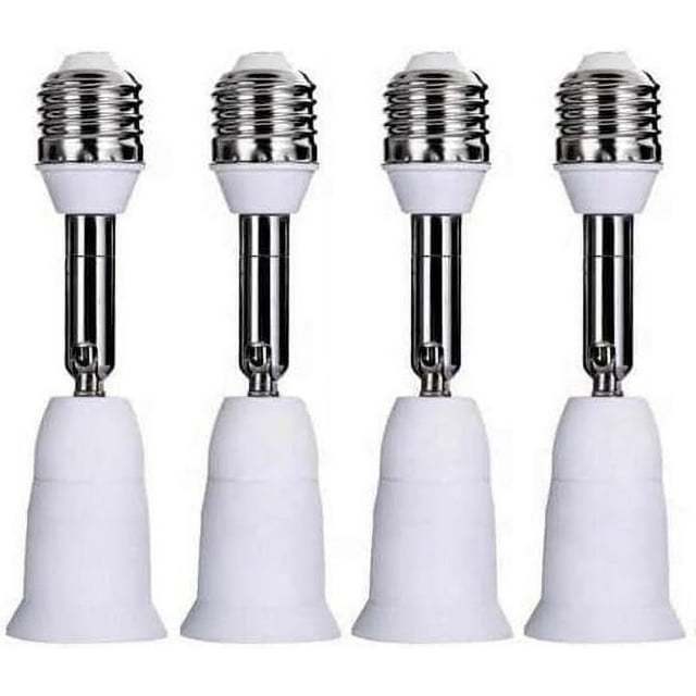 Woeilo 4 Pack E26/E27 Light Socket Extender, 4.5 Inch Light Socket Position Extension,Adjustable Vertical 90°Horizontal 360°, Medium Screw Base Light Converter Socket Extender