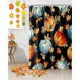 thumbnail image 5 of Fall Thanksgiving Shower Curtains for Bathroom, Orange Blue Pumpkins Maple Leaf Black Waterproof Fabric Shower Curtain for Bathroom Bathtub Decoration, Machine Washable, 72"x72", 5 of 9