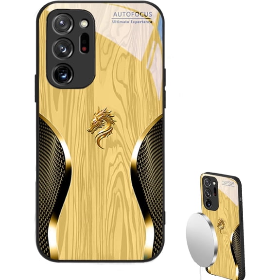 Personalized Dragon Wood Grain Glass Phone Case, Magnetic Suitable for Samsung Series S22 23 24 25 Plus Ultra