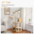 thumbnail image 3 of Pefilos 51" Modern Cat Tower for Indoor Cats, Multilevel Cat Tree Cat Play House with Large Cat Condo, Beige, 3 of 14