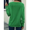thumbnail image 2 of Women'S Tops Dressy Casual V Neck Long Sleeve Buttons Hollow Out Lace Embroidered Blouses Shirts Green S, 2 of 5
