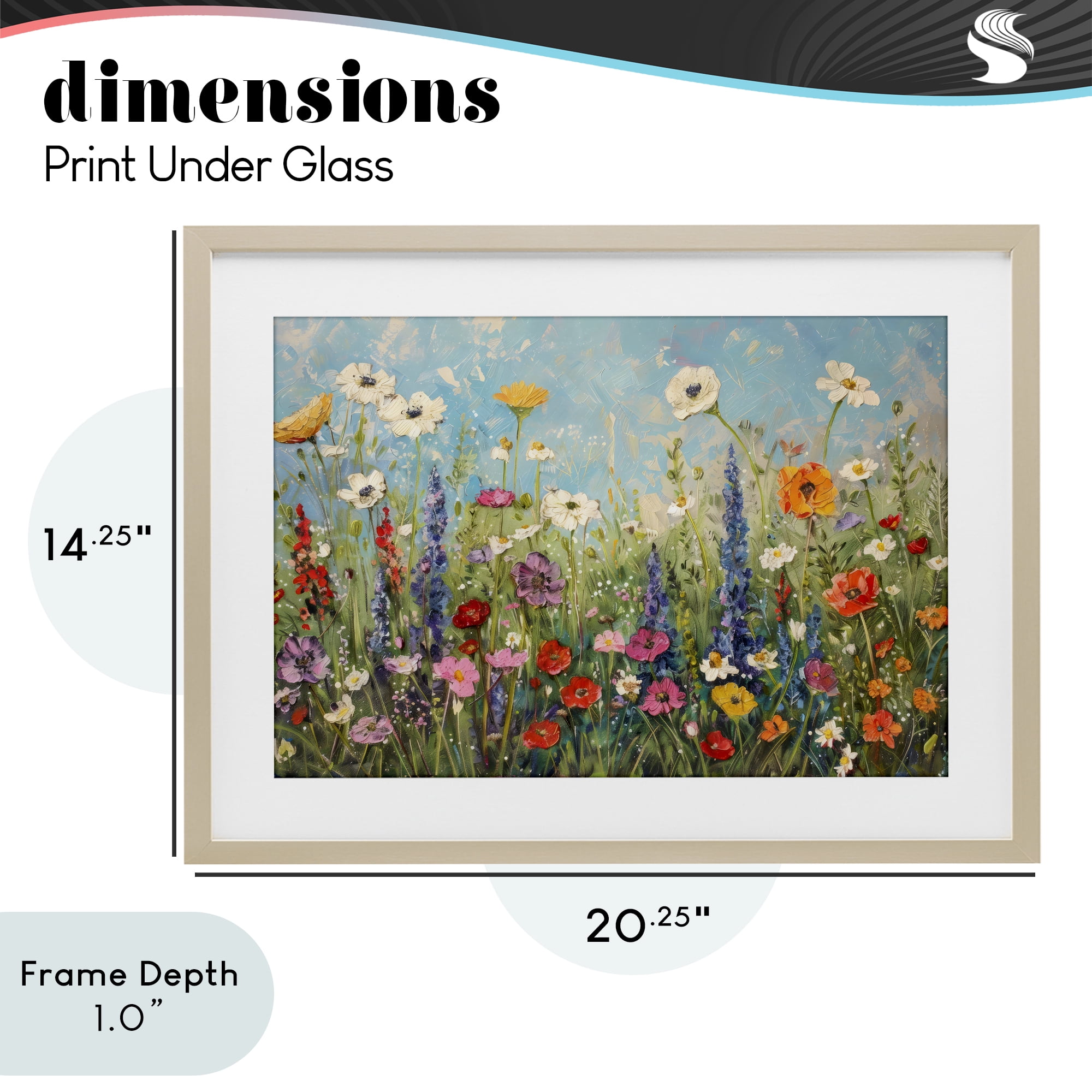 Stupell Industries Wildflower Field of Spring Blooms Birch Framed Print Under Glass, design by Creative Studio