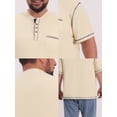 thumbnail image 7 of DARING DIVA Men's Big Tall Contrast Trim Button Down Short Sleeve Shirts 3XL Khaki, 7 of 7