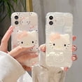 thumbnail image 5 of Sanrio-funda de Hello Kitty con soporte 3D para iPhone, 15, 14, 13, 11, 12 Pro Max, Mini, XS, XR, 7, 8 Plus, SE2, cubierta transparente a prueba de golpes, Y2K, 5 of 5