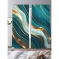 thumbnail image 3 of Teal Marble Sheer Curtains 96 Inch Length 2 Panels Set, Modern Abstract Gold Fluid Art Voile Window Treatment Semi Sheer Long Curtains Drapes for Bedroom/Living Room/Kitchen 52"x96"x2, 3 of 7