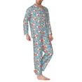thumbnail image 2 of Naloa Abstract leaves fox Men’s Pajamas Set - Long Sleeve Button Down Sleep Shirt and Pajama Bottoms Sleepwear Set-X-Large, 2 of 7