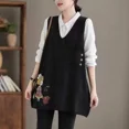thumbnail image 3 of Otoño e Invierno jersey de mujer con cuello en V bolsillos de almazuela suéter de animales Midi moda Casual elegante chaleco sin mangas Tops E689, 3 of 5