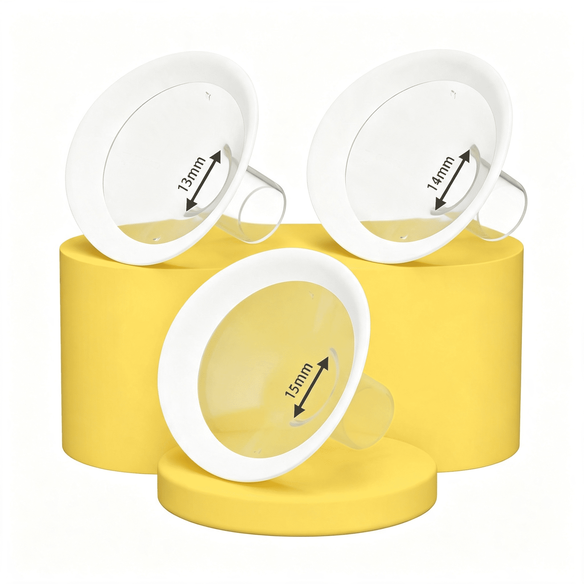 XIRQI 3Pcs 13/14/15Mm Oval Flanges Breast Pump Parts Compatible with Medela Breast Pumps Personalfit,Maxflow,Freestyle Flex Swing Maxi Connector,Soft Rim,105° Wide Angle