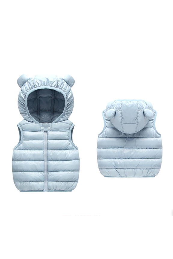 Girls Warm Vest Winter Boys Thicken Waistcoat Kids Outerwear Vest Cotton Jackets Sky Blue