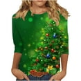 thumbnail image 2 of Gamivast Christmas Tunic Tops for Women Casual 3/4 Sleeve Crew Neck Shirt Funny Holiday Snowman Trees Graphic Tee Xmas Party Pullover Outfits Fall Winter Loose Fitted Tops 5XL, 2 of 6