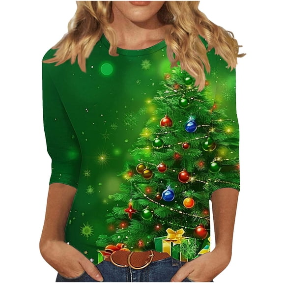 Winter Saving Talove Long Sleeve Shirts for Women Funny Graphic Sweatshirt Fall Fashion Must Haves Holiday Family Matching Tops Blouse Womens Tops Plus Size Dressy Casual Christmas Shirts