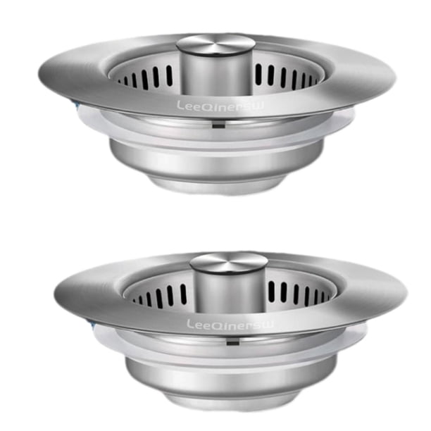 2 coladores y tapones para fregadero de cocina (acero inoxidable) Estilo B