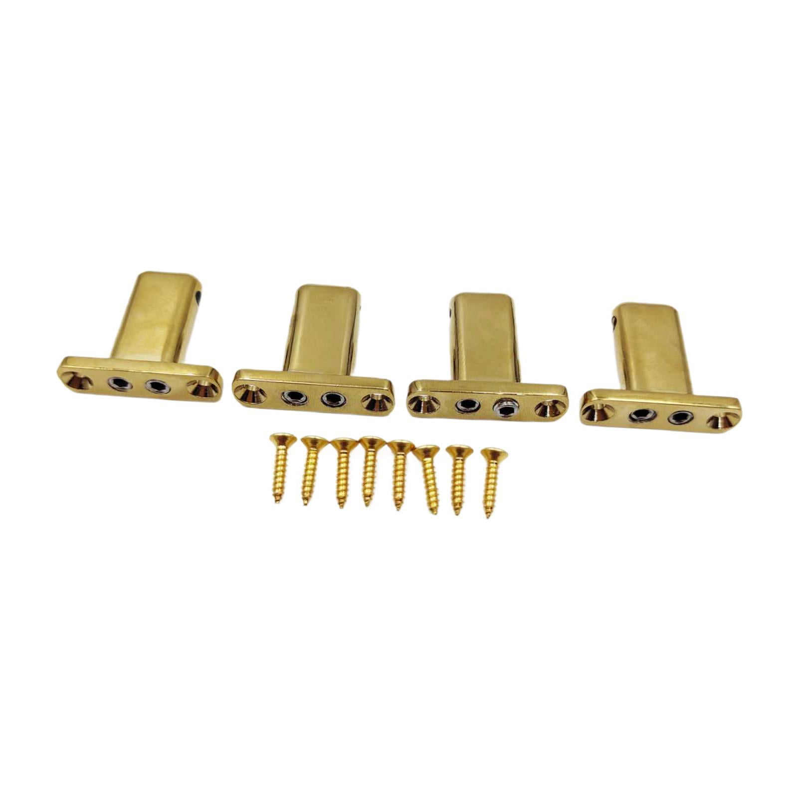 JWQFBC 4 String Electric Guitar Nut Locking Bridge with Mounting Screw for DIY Projects Gold