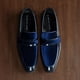thumbnail image 2 of Mocasines de charol y terciopelo para hombre Bruno Marc Talla 8.5 Azul, 2 of 9