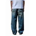 thumbnail image 2 of Men's Baggy Fit Streetwear Cotton Jeans Straight Leg Denim Pants MADE IN USA (Mud Fade Medium Blue, 40W x 32L), 2 of 2