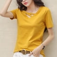 thumbnail image 6 of Women's Loose Fit V-Neck Summer Top Short Sleeve Pullover Solid Color Casual Tee Comfortable and Breathable for Everyday, 6 of 7