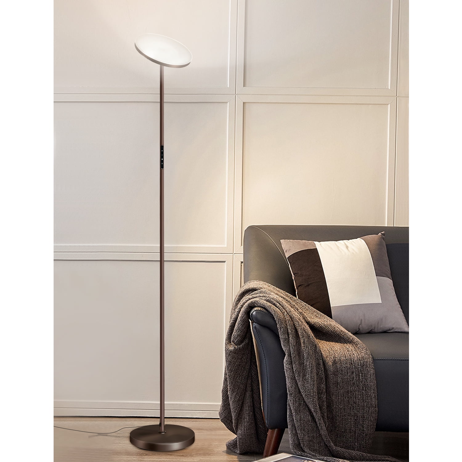 Gergo Floor Lamp, Remote Control with 4 Color Temperatures, LED Torchiere Floor Lamp with Adjustable Reading Lamp for Bedroom