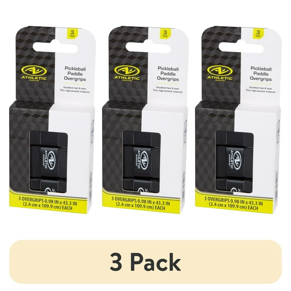 (3 pack) Athletic Works Pickleball Overgrip 3-Pack, Black