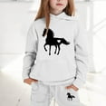 thumbnail image 2 of Girls Outfits Horse Print Hooded Sweatshirts Pants Children Comfy Streetwear Fall Winter Outfit Set, 2 of 4