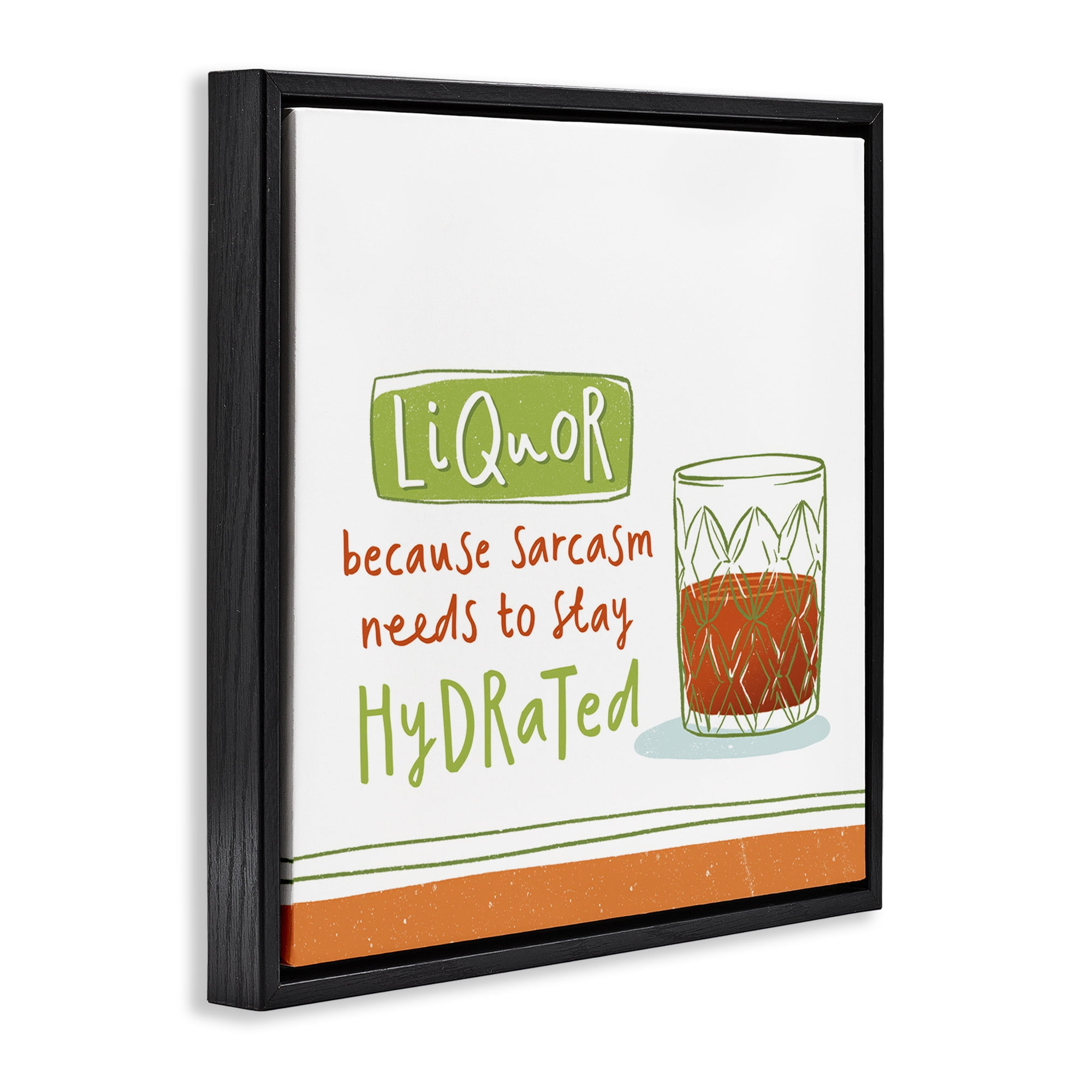 Stupell Industries Funny Liquor Phrase Food & Beverage Painting Black Floater Framed Canvas Art Print Wall Art, 25 x 25
