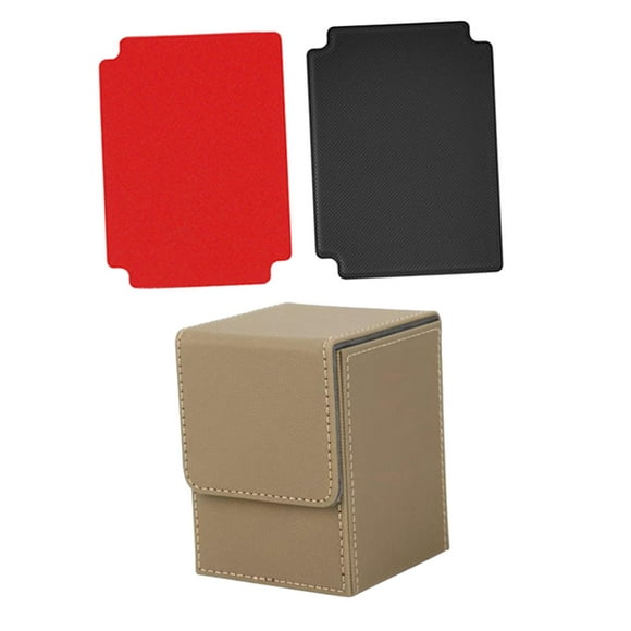 DYNWAVECA Card Deck Box Holder with 2 Dividers Fits 100+ Accessory Stylish 3.1x3x4inch Sand Color