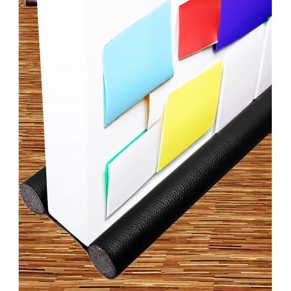 Adjustable Black Double Door Sweep Seal - Weather Stripping Draft Stopper for 24-32 Inch Doors, Light and Insect Resistant Noise Blocker