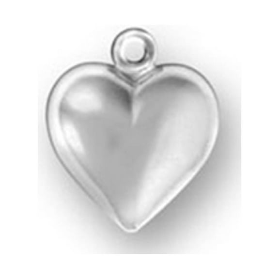 Sterling Silver 16" .8mm Box Chain Small Puffed Heart Pendant Necklace