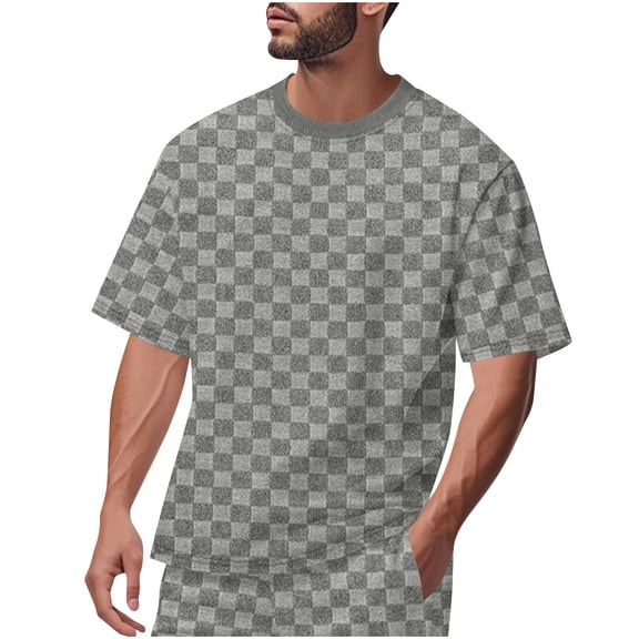 Awdenio Mens T-shirts Casual Geo Textured Round Neck Short Sleeve Tee Shirt Tops