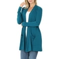 thumbnail image 3 of Womens Slouchy Long Sleeve Open Front Draped Cardigan Sweater, 3 of 6