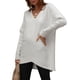 thumbnail image 3 of Sunloudy Suéter de otoño para mujer, suéter de punto de manga larga con cuello en V de color sólido con dobladillo irregular para damas, S / M / L / XL Sunloudy  moda, 3 of 7