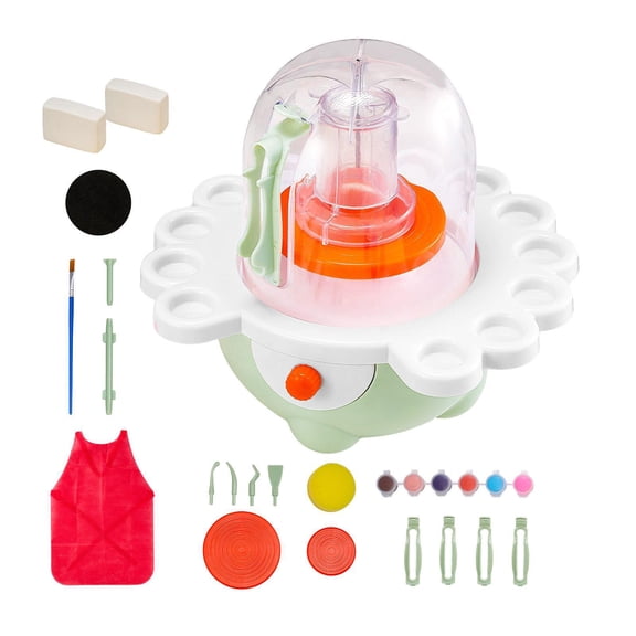 Mini Pottery Wheel with 2in and 3in Turntables Adjustable Speed Electric Clay Sculpting Set for Kids Beginners Complete Tools Gift