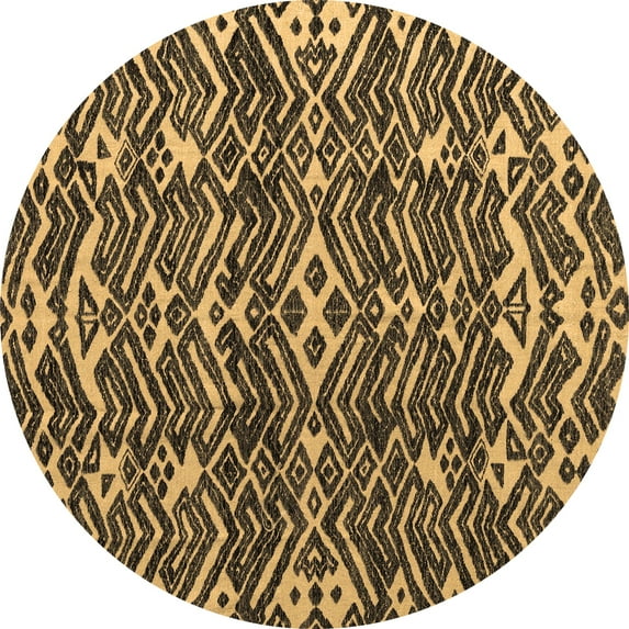 Ahgly Company Indoor Round Abstract Brown Modern Area Rugs, 8' Round