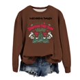 thumbnail image 1 of Chandail en Molleton pour Femmes Mode Chandail en Molleton de Noël Imprimé Col Rond Manches Longues Ample Sans Capuche, 1 of 4