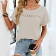 thumbnail image 4 of Vmvidoty Women's Summer Top Short Sleeved T-Shirt Round Neck Casual Blouses Tee Top Beige 2XL, 4 of 6