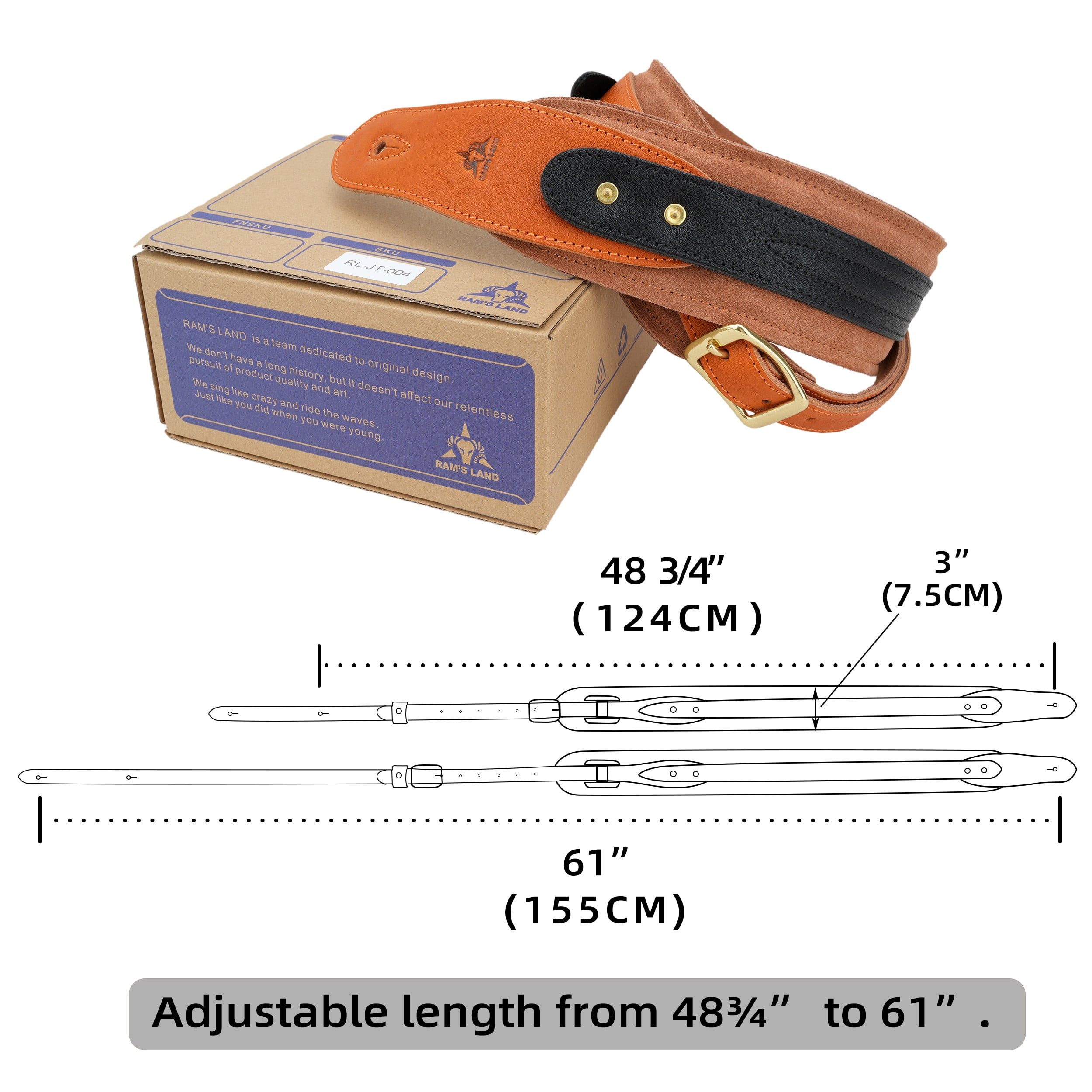 3" Wide Leather Guitar Strap Western Series for Electric, Acoustic ,Bass Guitars