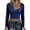 Blue, variant on Lace Crop Tops for Women Long Sleeve Wave Trim V Neck Slim Fitted Shirts Y2k Going out Tops