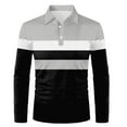 thumbnail image 6 of khonts Clearance,Men' S Button up Ovesized Golf Polo Shirts Long Sleeve Color Blocking Outdoor Tops Casual Loose Fit V-Neck Fashion T Shirts Black XXL, 6 of 6