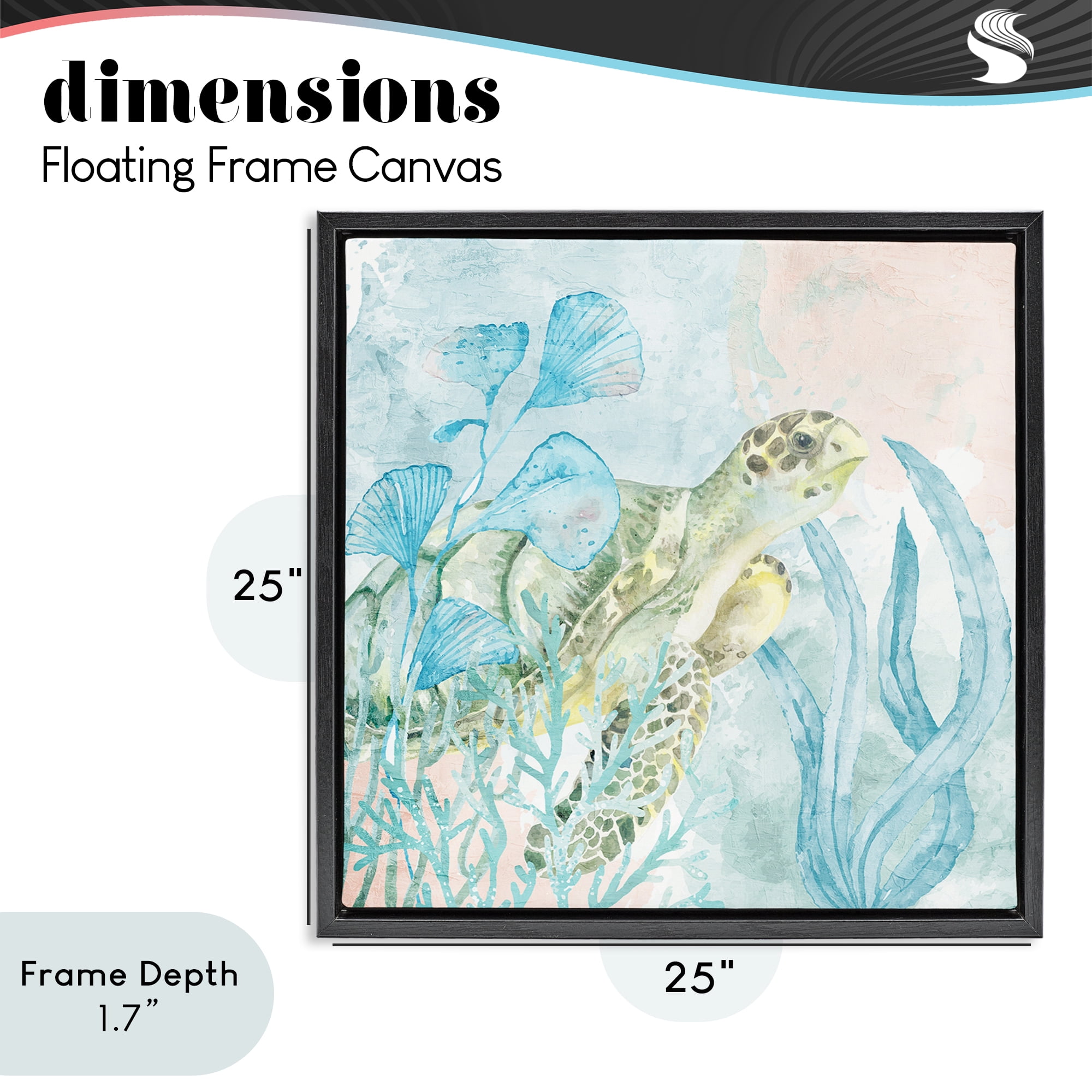 Stupell Industries Sea Swim Turtle Black Framed Floater Canvas Wall Art, design by Kim Allen