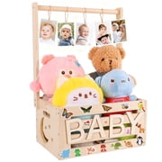 Baby Shower Crate Closet, Wooden Baby Shower Gift Baskets, Personalized Baby Basket for New Baby Gift