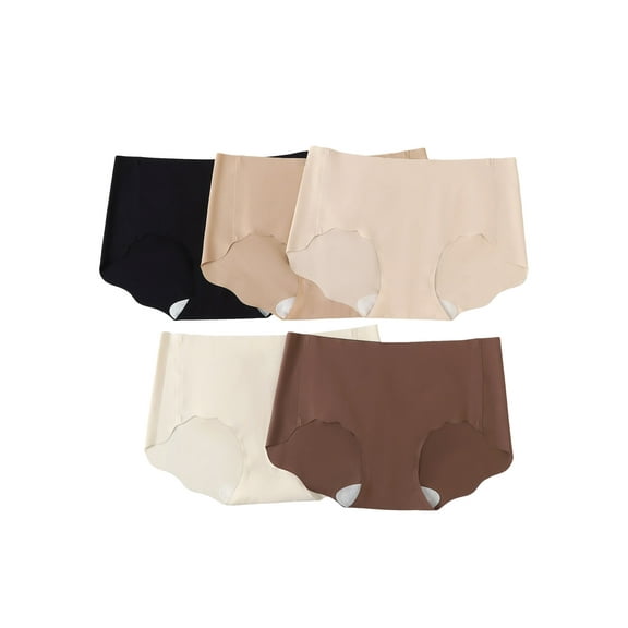 Women's Underwear Seamless Underwear Mid Waist Panties 5-Pack Solid Color Women's Briefs Underwear, Size M-2XL