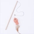 thumbnail image 2 of Wooden Wand Cat Teaser Toy with Elastic Rope and Paper String Fish, Interactive Chew Toy for Indoor Cats Play, Orange, 2 of 3