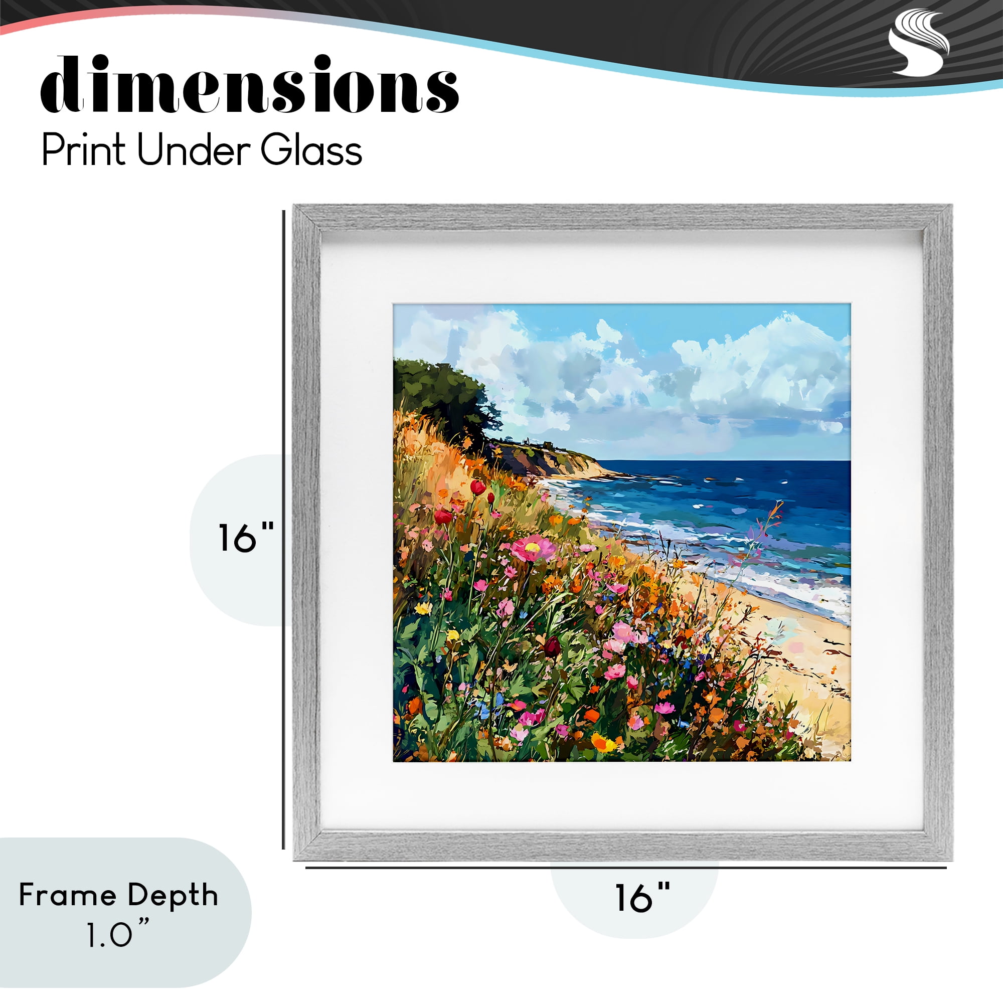 Stupell Industries Enchanted Oceanside Meadow Gray Framed Print Under Glass, design by Creative Studio