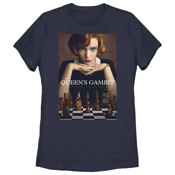 Women's The Queen's Gambit Beth Harmon Poster Graphic Tee Navy Blue 2X Large